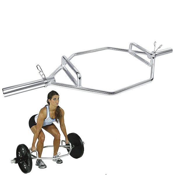 Barra Hexagonal Olimpica Musculaçao Academia Treino Cross Agachamento Levantamento de Peso Trap Bar