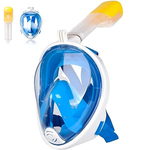 Mascara de Margulho Snorkel Full Face Anti Embaçamento Suporte para Camera Praia Piscina Nataçao Esporte Lazer Diversao