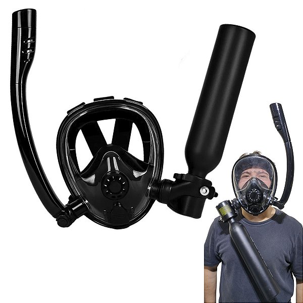 Mascara De Mergulho Cilindro Oxigenio Snorkel Seco Manometro Nataçao Suporte Camera Full Face Anti Embaçamento Mergulha