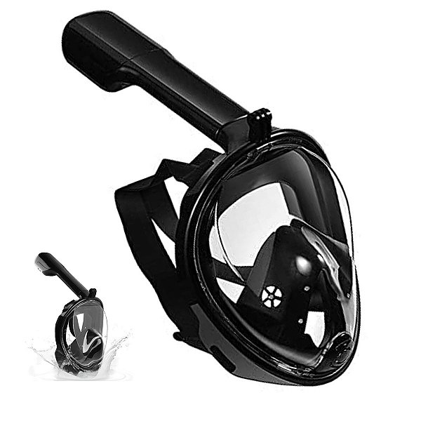 Mascara de Mergulho Full Face Snorkel Anti Embaçamento Ajustavel Suporte para Camera Praia Piscina Esporte Lazer