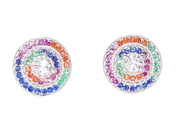 Brinco Rainbow – Prata 925 com Zircônias Coloridas