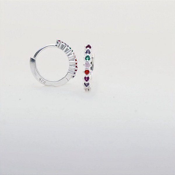 Argola Rainbow – Prata 925 com Zircônias Coloridas