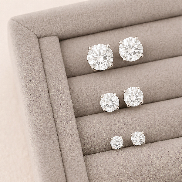 Brinco Trio Zircônias – Prata 925 | Tudo Azul