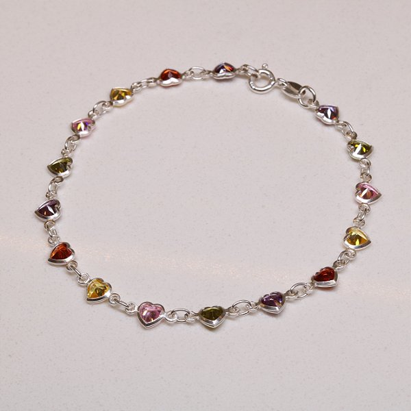 Pulseira Corações Rainbow – Prata 925