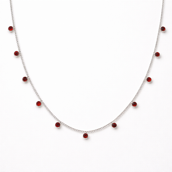 Colar Gargantilha Zircônias Vermelhas – Prata 925