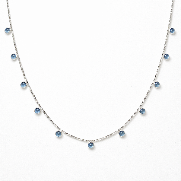 Colar Gargantilha Zircônia Azul– Prata 925