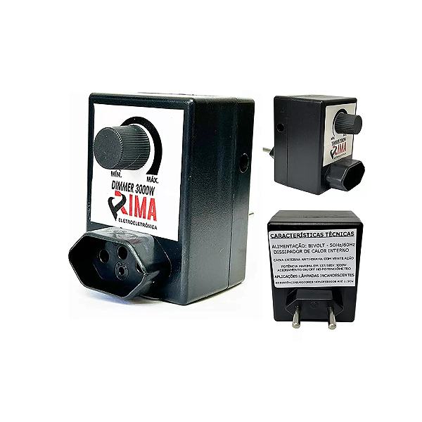 Dimmer Rotativo Anti chamas  3000w Bivolt Rima