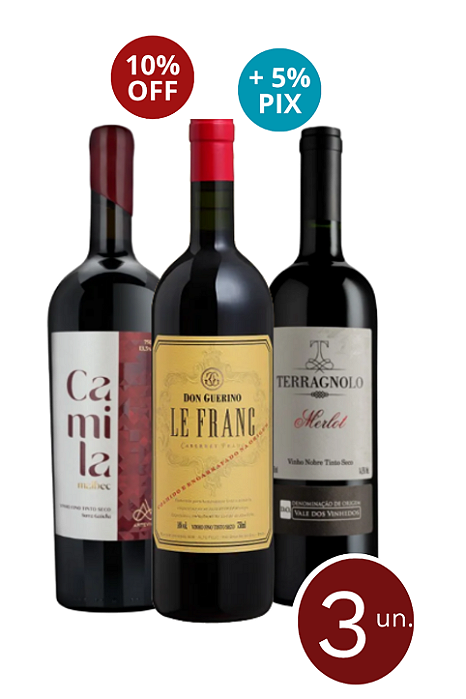 Kit Tintos Premium da Serra Gaúcha (3 garrafas)