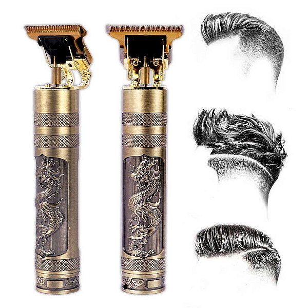 Máquina de Barbear e Cortar Cabelo Profissional Recarregável Sem Fio Dragão.