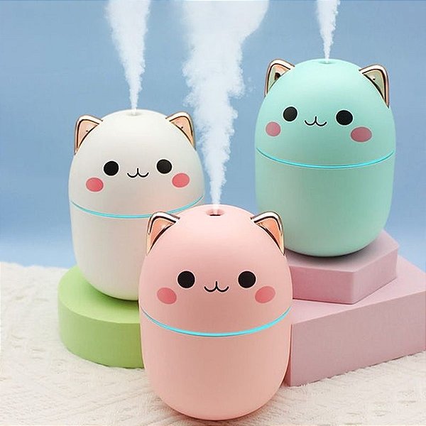 Umidificador Difusor De Ar Climatizador Aromático Gatinho – 250ML.