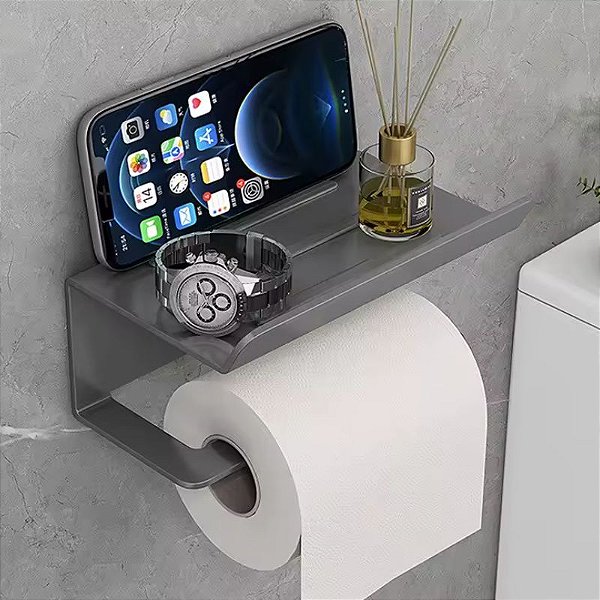 Suporte Para Papel Higiênico Premium Com Apoio Para Objetos.