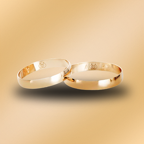 PAR DE ALIANÇAS DE CASAMENTO, OURO 18K, 3,0MM ANATÔMICA