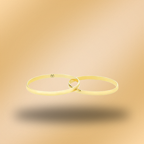 PAR DE ALIANÇAS DE CASAMENTO, OURO 18K, MINIMALISTA, 1,1MM
