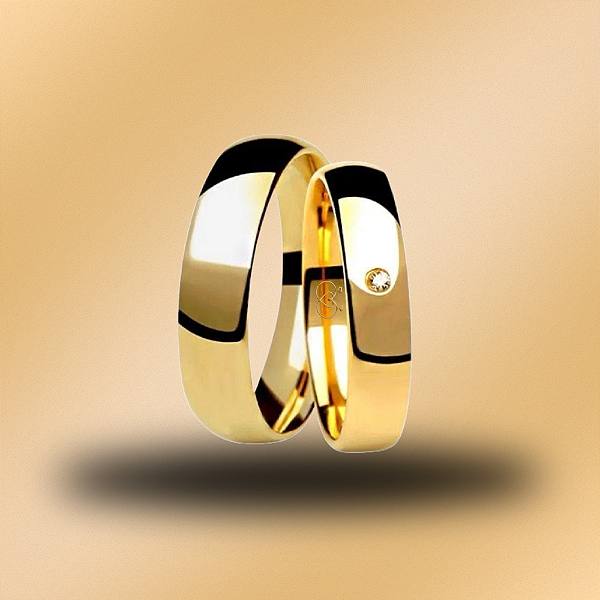 PAR DE ALIANÇAS DE CASAMENTO, OURO 18K, 3MM, COM DIAMANTE