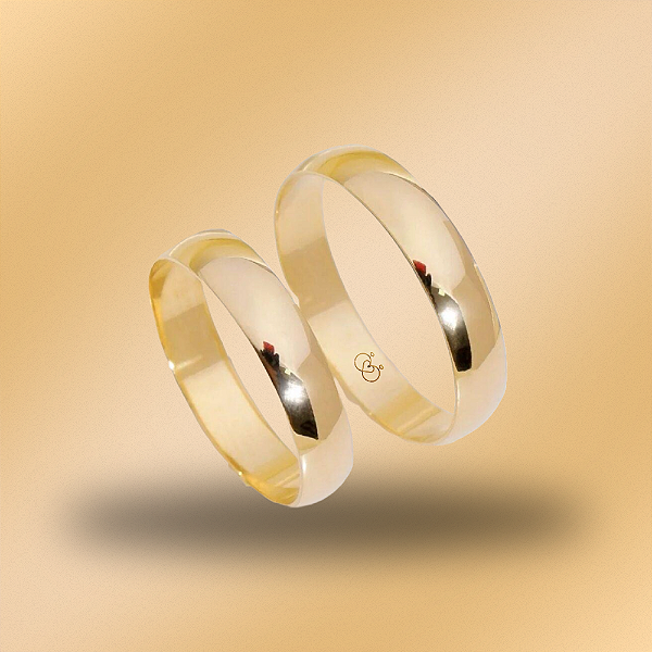 PAR DE ALIANÇAS DE CASAMENTO, OURO 18K, 4MM