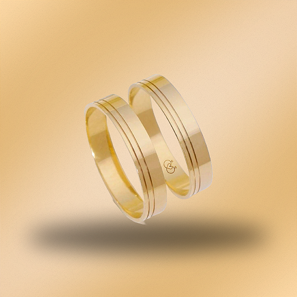 PAR DE ALIANÇAS DE CASAMENTO, OURO 18K, 4MM