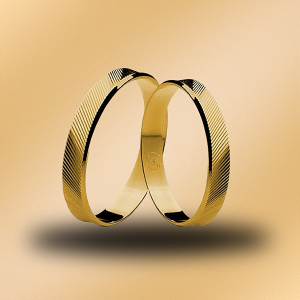 PAR DE ALIANÇAS DE CASAMENTO, OURO 18K, 3,4MM