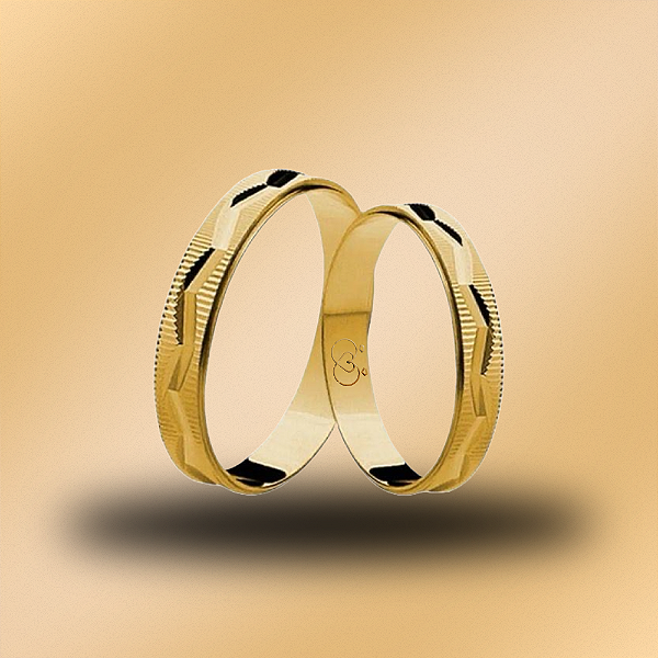 PAR DE ALIANÇAS DE CASAMENTO, OURO 18K, 4mm