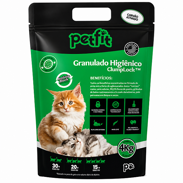 Areia Pet Fit Carvão Ativado 4kg