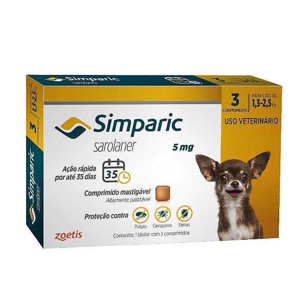 SIMPARIC 5 MG 1,3 A 2,5KG 3 COMP