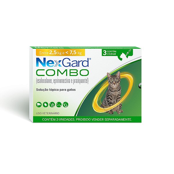 NEXGARD COMBO GATO 3 PIPETAS 2,5 A 7,5KG