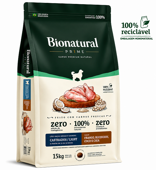 Bionatural Cães Light Castrado 15kg