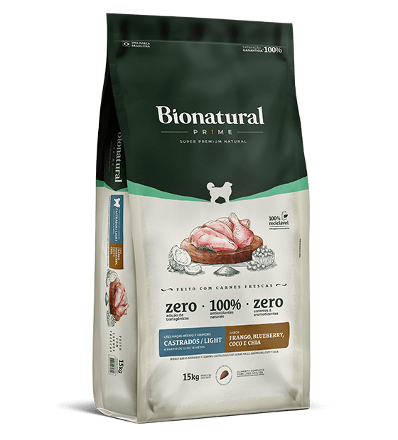 BIONATURAL CÃES CASTRADO E LIGHT 15KG
