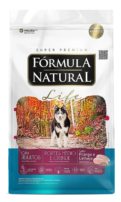 Fórmula Natural Life Cães Adulto Porte Médio e Grande 15kg