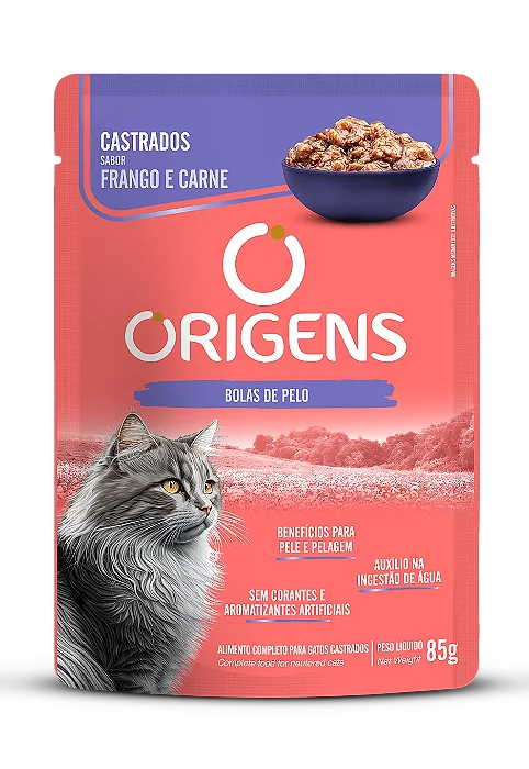 SACHE ORIGENS GATO CASTRADO FRANGO E CARNE 85G