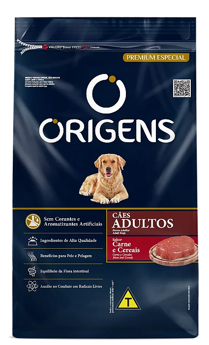 ORIGENS CAES ADULTO CARNE E CEREAIS 15KG