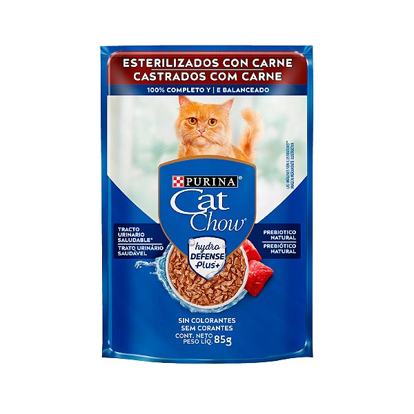 SACHE CAT CHOW ESTERILIZADOS CARNE 85G