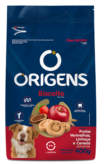 BISCOITO ORIGENS CAES FRUTAS VERMELHAS 400G