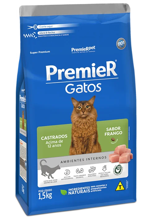 PREMIER GATOS CASTRADO ACIMA DE 12 ANOS 1,5KG
