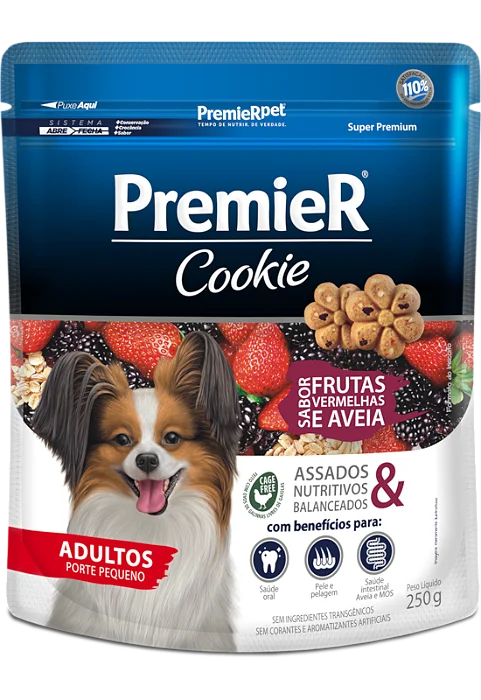 PREMIER COOKIE FRUTAS VERMELHAS ADULTO 250G