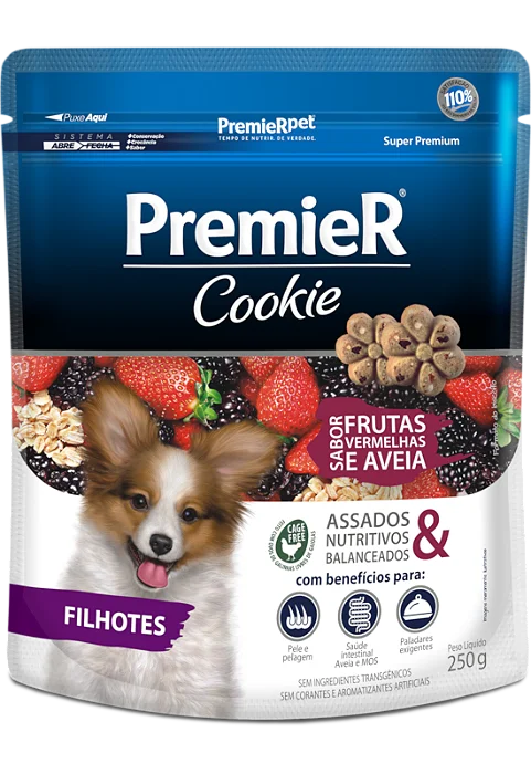 PREMIER COOKIE FRUTAS VERMELHAS FILHOTES 250G