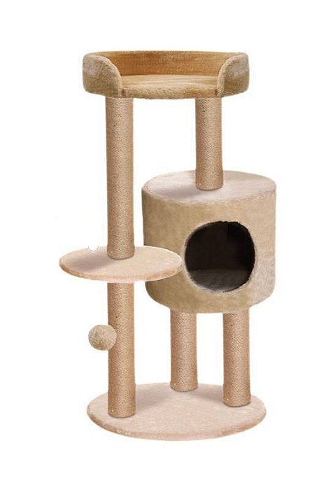 ARRANHADOR TORRE DUPLA C/ TOCA VENEZA BEGE TAM 48x48x102CM