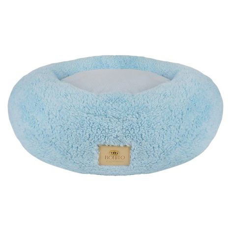 Cama Redonda Pelúcia Azul M (M Diâmetro:60cm x Circunf:185cm Altura:20cm)