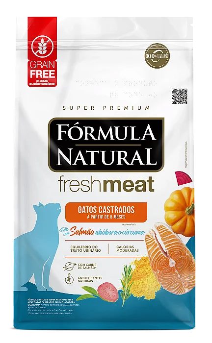 Formula natural fresh meat gato castrado salmão 10kg