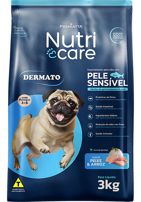 NUTRICARE DERMATO CAES PEQUENO E MINI 3K