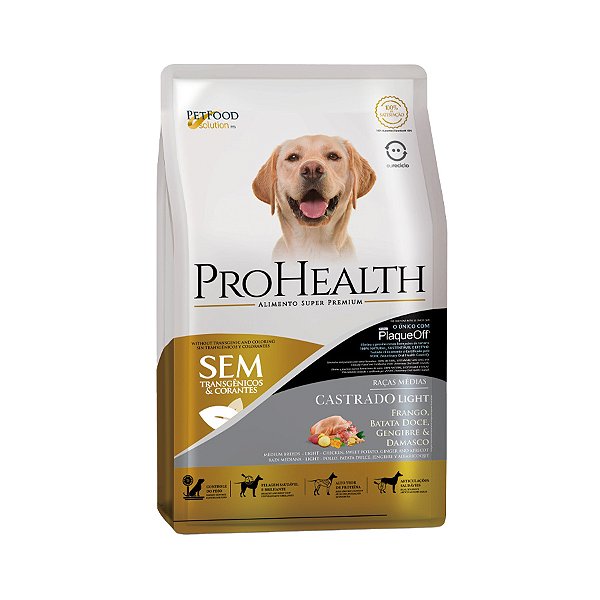 PROHEALT CÃES CASTRADO LIGHT RAÇAS MEDIA 10,1KG