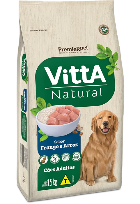 VITTA NATURAL CÃES ADULTO FRANGO E ARROZ 15KG