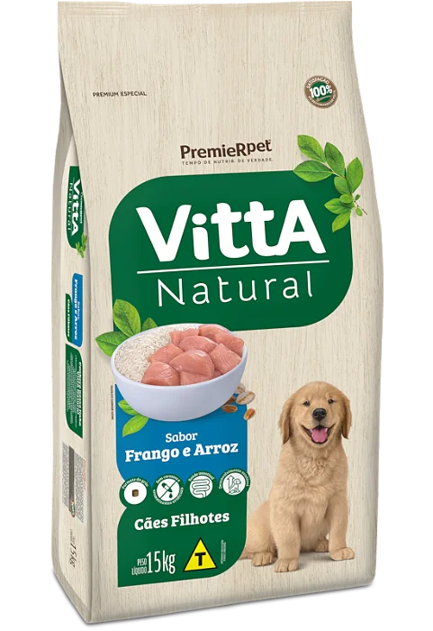 VITTA NATURAL CÃES FILHOTES FRANGO E ARROZ 15KG