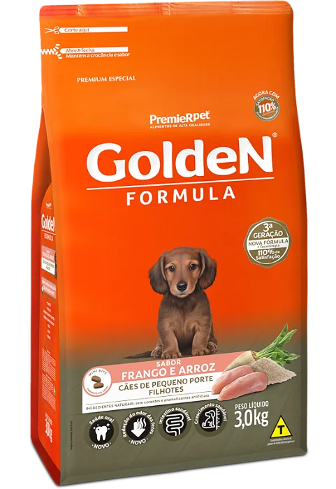 GOLDEN FORMULA CÃES FILHOTES PEQUENO PORTE FRANGO E ARROZ 10KG