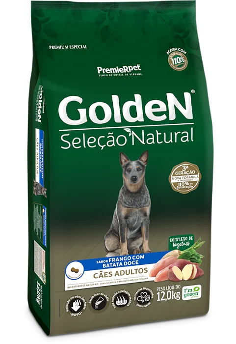 GOLDEN SELEÇÃO NATURAL CAES ADULTO FRANGO E BATATA DOCE 12KG