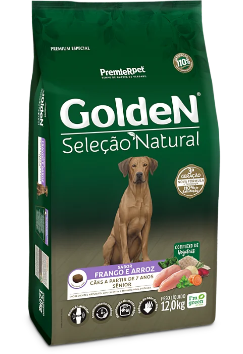 GOLDEN SELEÇÃO NATURAL CÃES SENIOR FRANGO E ARROZ 12KG