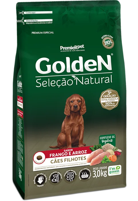 GOLDEN SELEÇÃO NATURAL FILHOTE FRANGO E ARROZ 10,1KG