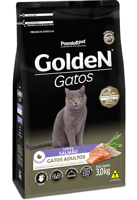 GOLDEN GATOS ADULTO SALMÃO 3KG