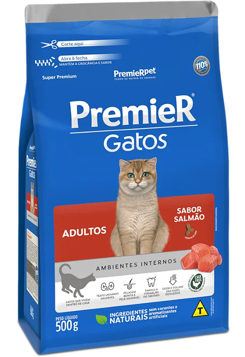 PREMIER GATOS ADULTO SALMÃO 500G