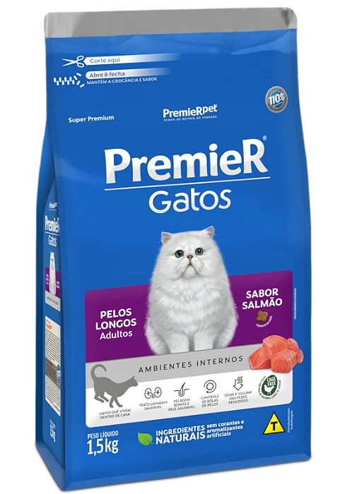 PREMIER GATOS PELOS LONGOS SALMÃO 500G