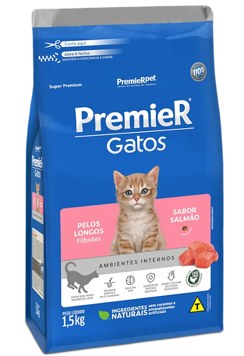 PREMIER GATOS FILHOTES SALMÃO PELOS LONGOS 1,5KG